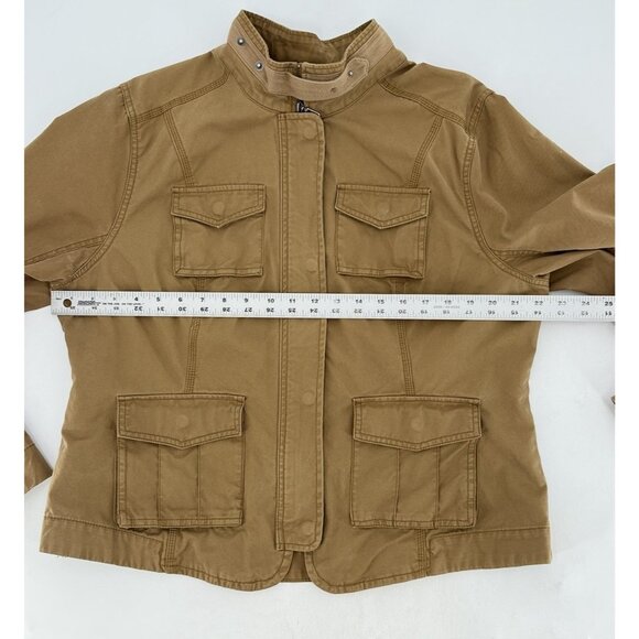 Eddie Bauer Women’s Tan Brown 100% Cotton Jacket See Measurements Preppy Biker - Picture 10 of 10